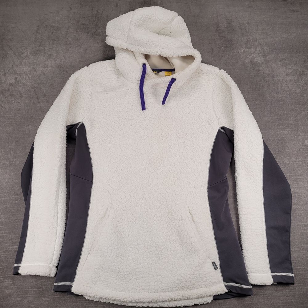 Cabela's Sherpa Fleece Hooded‎ Jacket Gray Contrast Panels Athletic Outerwear Lg
